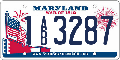 MD license plate 1AB3287