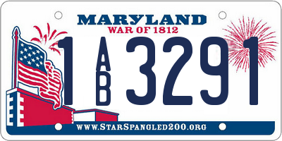 MD license plate 1AB3291