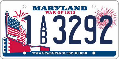 MD license plate 1AB3292
