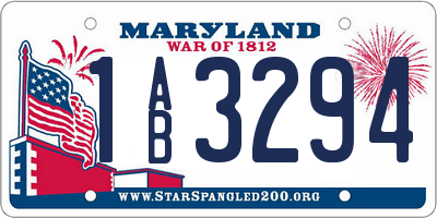 MD license plate 1AB3294