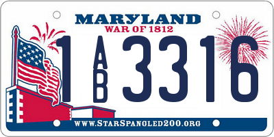 MD license plate 1AB3316