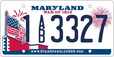 MD license plate 1AB3327