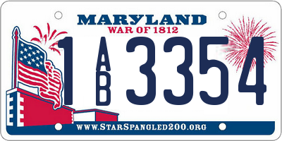 MD license plate 1AB3354