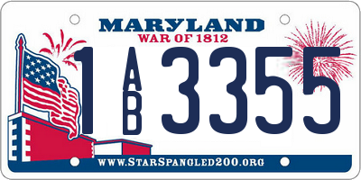 MD license plate 1AB3355