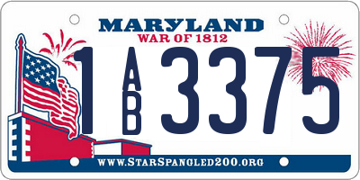 MD license plate 1AB3375