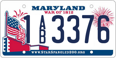 MD license plate 1AB3376