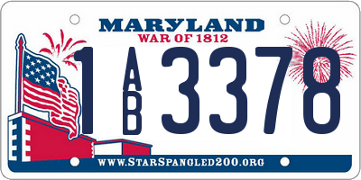MD license plate 1AB3378
