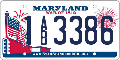 MD license plate 1AB3386