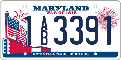 MD license plate 1AB3391