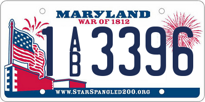 MD license plate 1AB3396