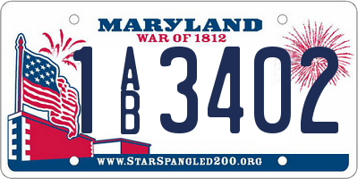 MD license plate 1AB3402