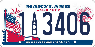 MD license plate 1AB3406