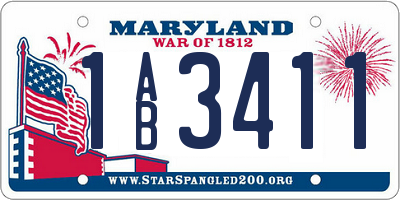 MD license plate 1AB3411