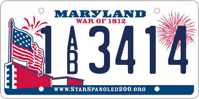 MD license plate 1AB3414
