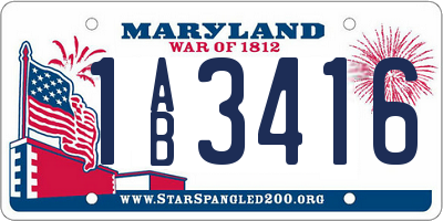 MD license plate 1AB3416