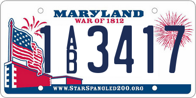 MD license plate 1AB3417