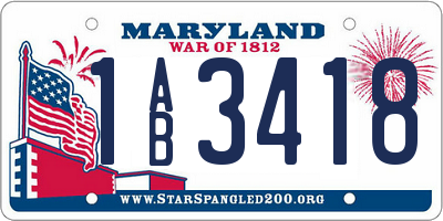 MD license plate 1AB3418