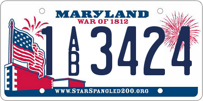 MD license plate 1AB3424