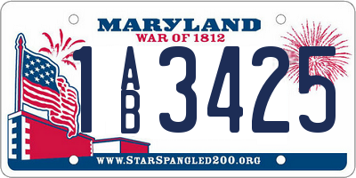 MD license plate 1AB3425