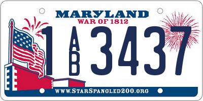 MD license plate 1AB3437