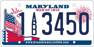 MD license plate 1AB3450