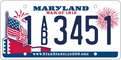 MD license plate 1AB3451