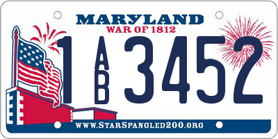 MD license plate 1AB3452