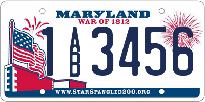 MD license plate 1AB3456