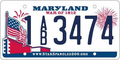 MD license plate 1AB3474