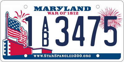 MD license plate 1AB3475