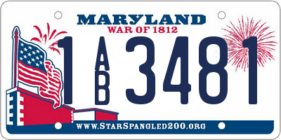MD license plate 1AB3481