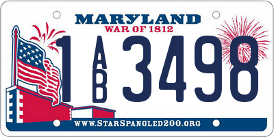 MD license plate 1AB3498