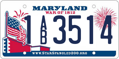 MD license plate 1AB3514