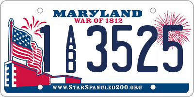 MD license plate 1AB3525