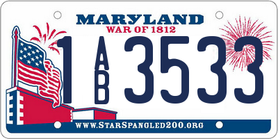 MD license plate 1AB3533