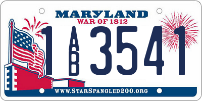 MD license plate 1AB3541