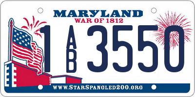 MD license plate 1AB3550
