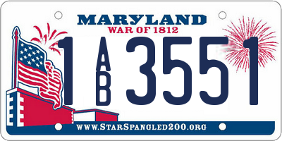 MD license plate 1AB3551