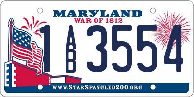 MD license plate 1AB3554