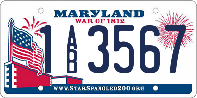 MD license plate 1AB3567
