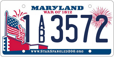 MD license plate 1AB3572