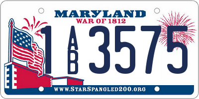 MD license plate 1AB3575