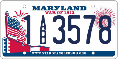 MD license plate 1AB3578