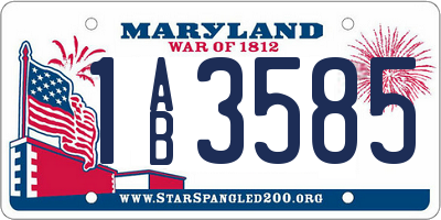 MD license plate 1AB3585