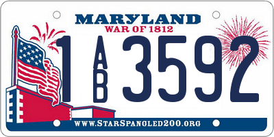 MD license plate 1AB3592
