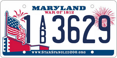 MD license plate 1AB3629