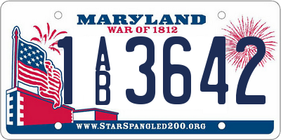 MD license plate 1AB3642