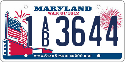 MD license plate 1AB3644