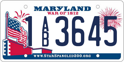 MD license plate 1AB3645
