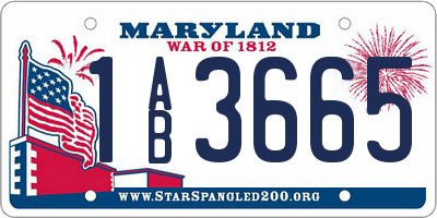 MD license plate 1AB3665